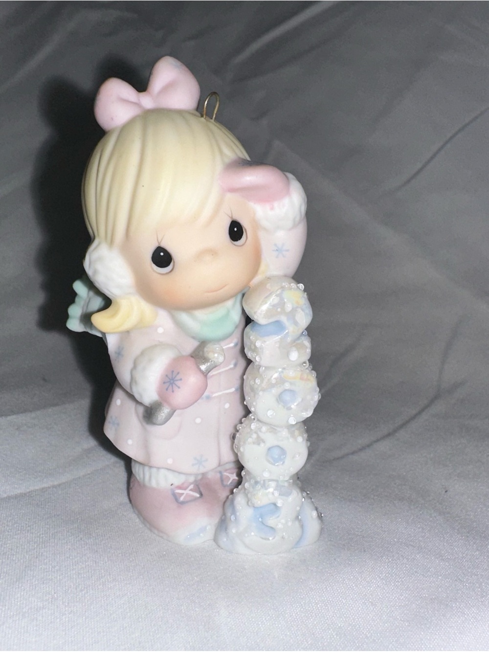 Precious Moments giro building snowman Christmas ornament 112840